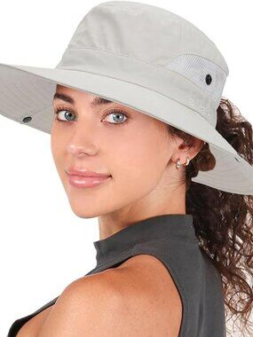NEW‎ Summer Sun Hat Beach Wide Brim Outdoor UV Protection Packable Mesh Bucket